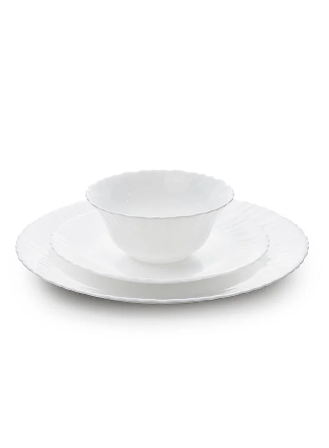 كويزين أرت طقم عشاء أوبال وير أورا 18 قطعة أبيض